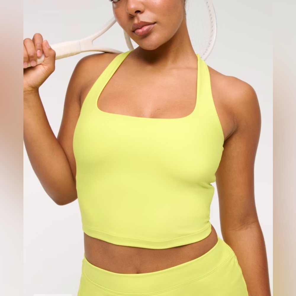 NWT Abercrombie & Fitch YPB SculptLUX Strappy-Back Tank Wild Lime Color SIZE L